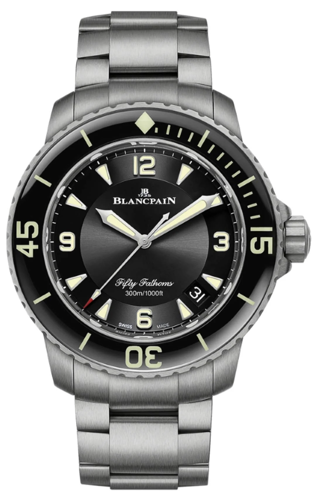 Blancpain Fifty Fathoms Automatique 5015-12B30-98 (titanium, black dial, titanium bracelet)