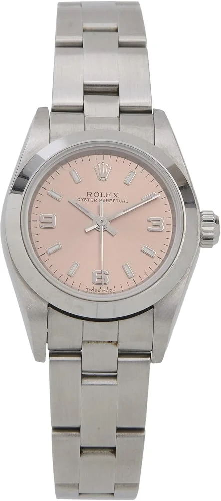 Rolex Oyster Perpetual 24 ref. 76080 (steel, pink dial with 3, 6 and 9 numerals, Oyster bracelet, pre-owned) — reference photograph