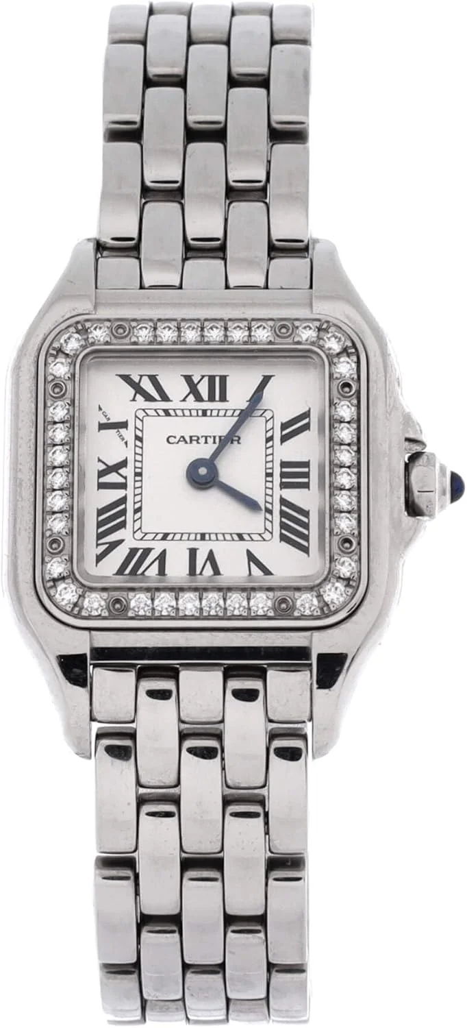 Cartier Panthere de Cartier small (steel, diamond-set bezel, silvered dial, quartz, steel bracelet, pre-owned) — reference photograph