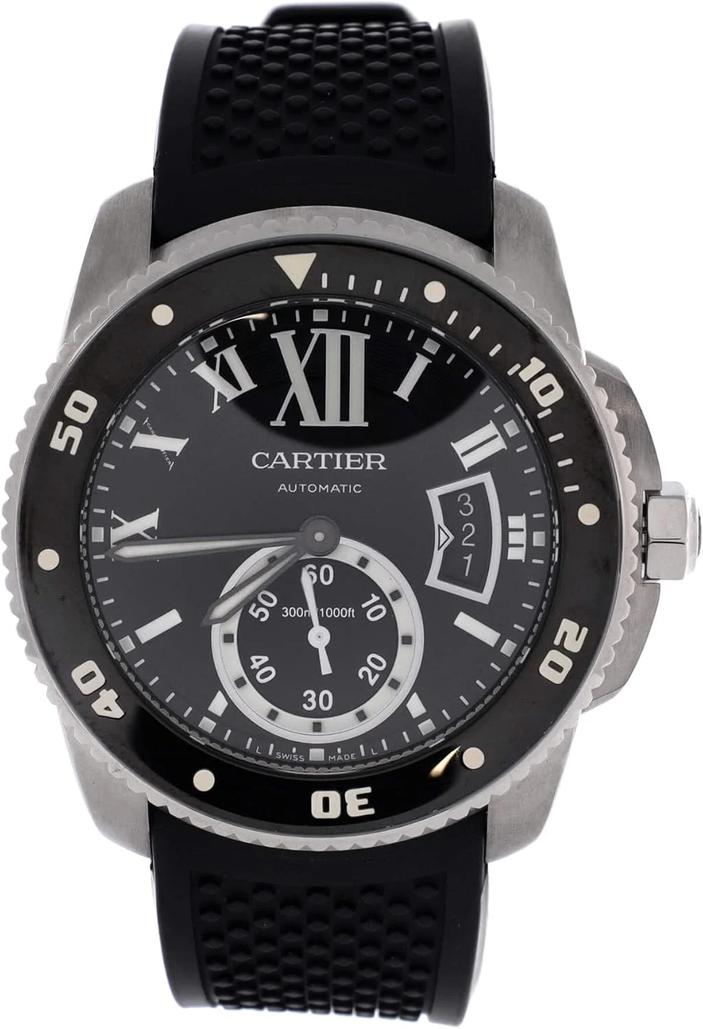 Cartier Calibre de Cartier Diver 42mm (steel, black dial, automatic, black rubber strap, pre-owned) — reference photograph