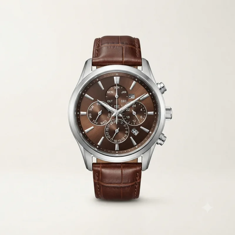 Illustrative render of the Citizen Eco-Drive Calendrier (Eco-Drive Calendrier) chronograph watch