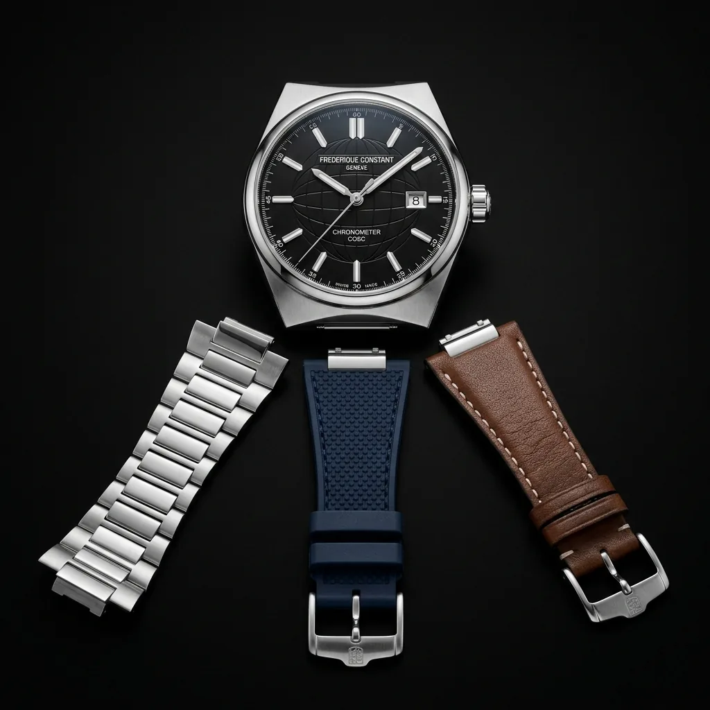 Frederique Constant Highlife FC-303B4NH6B three strap options - steel bracelet, rubber, leather