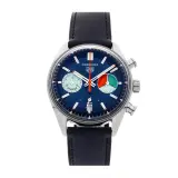 Carrera Chronograph Skipper 39mm CBS2213.FN6002 (steel, blue dial with teal and orange counters, blue strap)