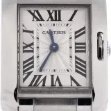 Tank Anglaise small (steel, silvered dial, quartz, steel bracelet, dated warranty card, pre-owned)