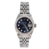 Lady-Datejust 26 (steel, white gold fluted bezel, blue diamond dial, Jubilee bracelet, dated card, pre-owned)
