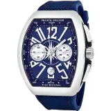 Vanguard Yachting V 45 CC DT AC.BL chronograph (polished steel, blue compass dial, blue rubber strap with textured top)