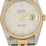 Datejust 36 ref. 16233 (steel and 18k yellow gold, ivory Jubilee-pattern dial with Arabic numerals, fluted bezel, Jubilee bracelet, pre-owned)