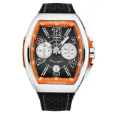 Vanguard Racing V 45 CC DT chronograph (steel, orange inner bezel, black dial, perforated strap)