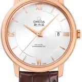 De Ville Prestige Co-Axial 39.5mm 424.53.40.20.02.001 (18k red gold, silver dial, brown alligator strap, no longer available from Omega)