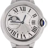 Ballon Bleu de Cartier Moonphase 37mm (steel, silvered dial, automatic, steel bracelet, box and undated card, pre-owned)