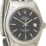 Datejust 36 ref. 1601 (vintage steel, black dial, engine-turned bezel per the photograph, Jubilee bracelet, box, pre-owned)