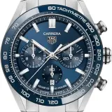 Carrera Chronograph 44mm CBN2A1A.BA0643 (steel, blue ceramic tachymeter bezel, blue dial, steel bracelet, in-house TH20-00 / Heuer 02)