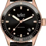 Fifty Fathoms Bathyscaphe 5000-36S30-B52A (18k red gold, black ceramic bezel, sail-canvas strap)