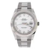 Datejust 41 (steel, white gold fluted bezel, white Roman dial)