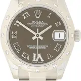Datejust 31 ref. 178344 (steel, white gold bezel set with diamonds, chocolate Roman dial with diamond VI and IX, Oyster bracelet, pre-owned)