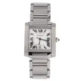 Tank Francaise large automatic (steel, silver dial, date, steel bracelet)