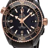 Seamaster Planet Ocean 600M "Deep Black" GMT 45.5mm 215.63.46.22.01.001 (black ceramic, Sedna gold bezel and crown, black dial, rubber-lined leather strap, no longer available from Omega)