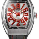 Vanguard Crazy Hours V 45 CH BR (brushed steel, red numerals, black alligator strap)