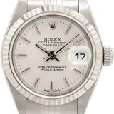Lady-Datejust 26 ref. 79174 (steel, white gold fluted bezel, silver baton dial, Jubilee bracelet, serviced and polished, limited warranty, pre-owned)