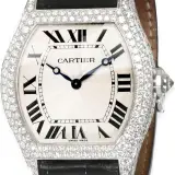Tortue (18k white gold, diamond-set case, silvered guilloche dial, hand-wound, black alligator strap, service papers, pre-owned)