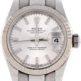 Lady-Datejust 26 (steel, white gold fluted bezel, silver dial, Oyster bracelet, graded Good, no accessories, pre-owned)