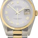 Datejust 36 ref. 16203 (steel and 18k yellow gold, smooth gold bezel, silver Roman dial, Oyster bracelet, pre-owned)