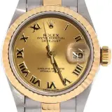 Lady-Datejust 26 (steel and 18k yellow gold, champagne Roman dial, fluted bezel, Jubilee bracelet, pre-owned)