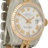 Lady-Datejust 26 ref. 179171 (steel and 18k Everose gold, white Roman dial, fluted bezel, Jubilee bracelet, box and papers, pre-owned)