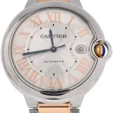 Ballon Bleu de Cartier 42mm (steel and 18k pink gold, silvered dial, automatic, two-tone bracelet, pre-owned, graded Good)