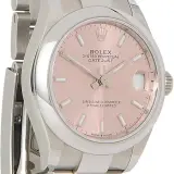 Datejust 31 ref. 278240 (steel, smooth bezel, pink dial, Oyster bracelet, box and papers, pre-owned)