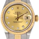 Lady-Datejust 26 (steel and 18k yellow gold, champagne diamond dial, fluted bezel, Jubilee bracelet, graded Good, no accessories, pre-owned)