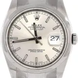 Datejust 36 (steel, smooth bezel, silver dial, Oyster bracelet, box and dated warranty card, pre-owned)