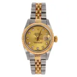 Lady-Datejust 26 (steel and 18k yellow gold, champagne diamond dial, fluted bezel, Jubilee bracelet, box and dated card, pre-owned)