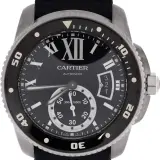 Calibre de Cartier Diver 42mm (steel, black dial, automatic, black rubber strap, pre-owned)