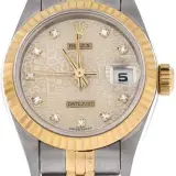 Lady-Datejust 26 (steel and 18k yellow gold, silver Jubilee-pattern dial with diamond markers, fluted bezel, Jubilee bracelet, pre-owned)