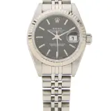 Lady-Datejust 26 ref. 79174 (steel, white gold fluted bezel, black dial, Jubilee bracelet, pre-owned)