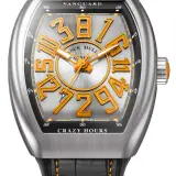 Vanguard Crazy Hours V 45 CH BR (orange) (brushed steel, orange numerals, black alligator strap with orange stitching)