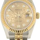 Lady-Datejust 26 ref. 179173 (steel and 18k yellow gold, champagne Jubilee-pattern dial with diamond markers, fluted bezel, Jubilee bracelet, pre-owned)