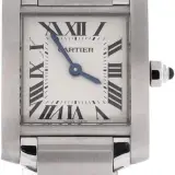 Tank Francaise small (steel, silvered dial, quartz, steel bracelet, box and undated card, pre-owned, graded Excellent)