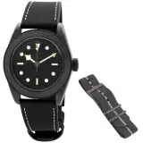 Black Bay Ceramic M79210CNU-0001 (black ceramic, black dial, hybrid strap)