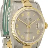 Datejust 36 ref. 16233 (steel and 18k yellow gold, rhodium Roman dial, fluted bezel, Jubilee bracelet, box, pre-owned)