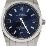 Oyster Perpetual 34 (steel, blue dial with 3, 6 and 9 numerals, Oyster bracelet, pre-owned)