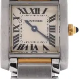 Tank Francaise small (steel and 18k yellow gold, silvered dial, quartz, two-tone bracelet, pre-owned, graded Good)