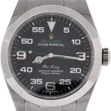 Air-King 40 (steel, black dial with green Rolex text, Oyster bracelet, dated warranty card, pre-owned)
